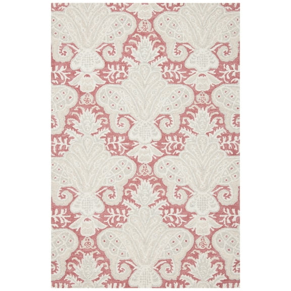 SAFAVIEH Micro-Loop Deziree Floral Area Rug, Pink/Beige, 4' x 6'