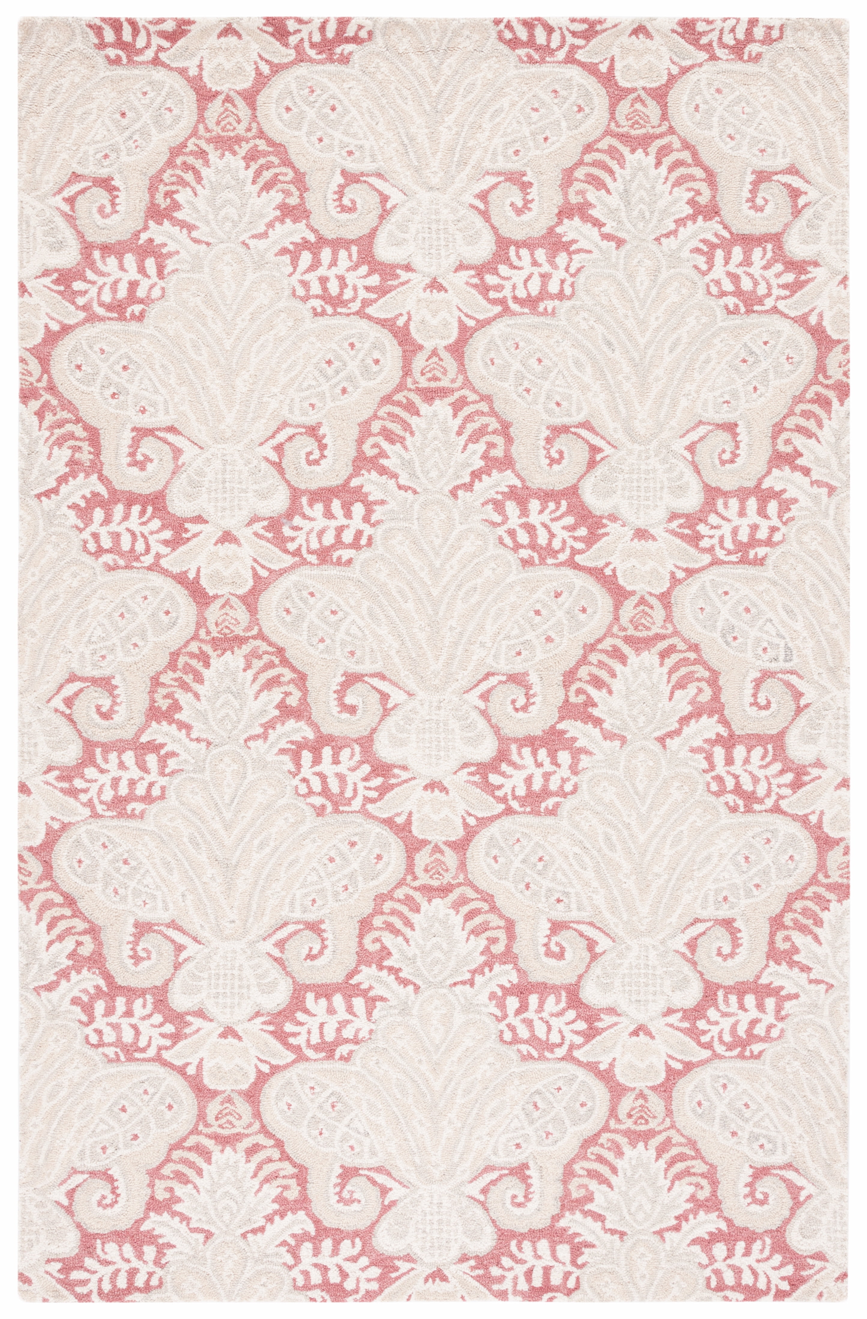 SAFAVIEH Micro-Loop Deziree Floral Area Rug, Pink/Beige, 5' x 8'