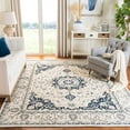 thumbnail image 1 of SAFAVIEH Micro-Loop Diamond Geometric Area Rug, Ivory/Navy, 5' x 5' Round, 1 of 10