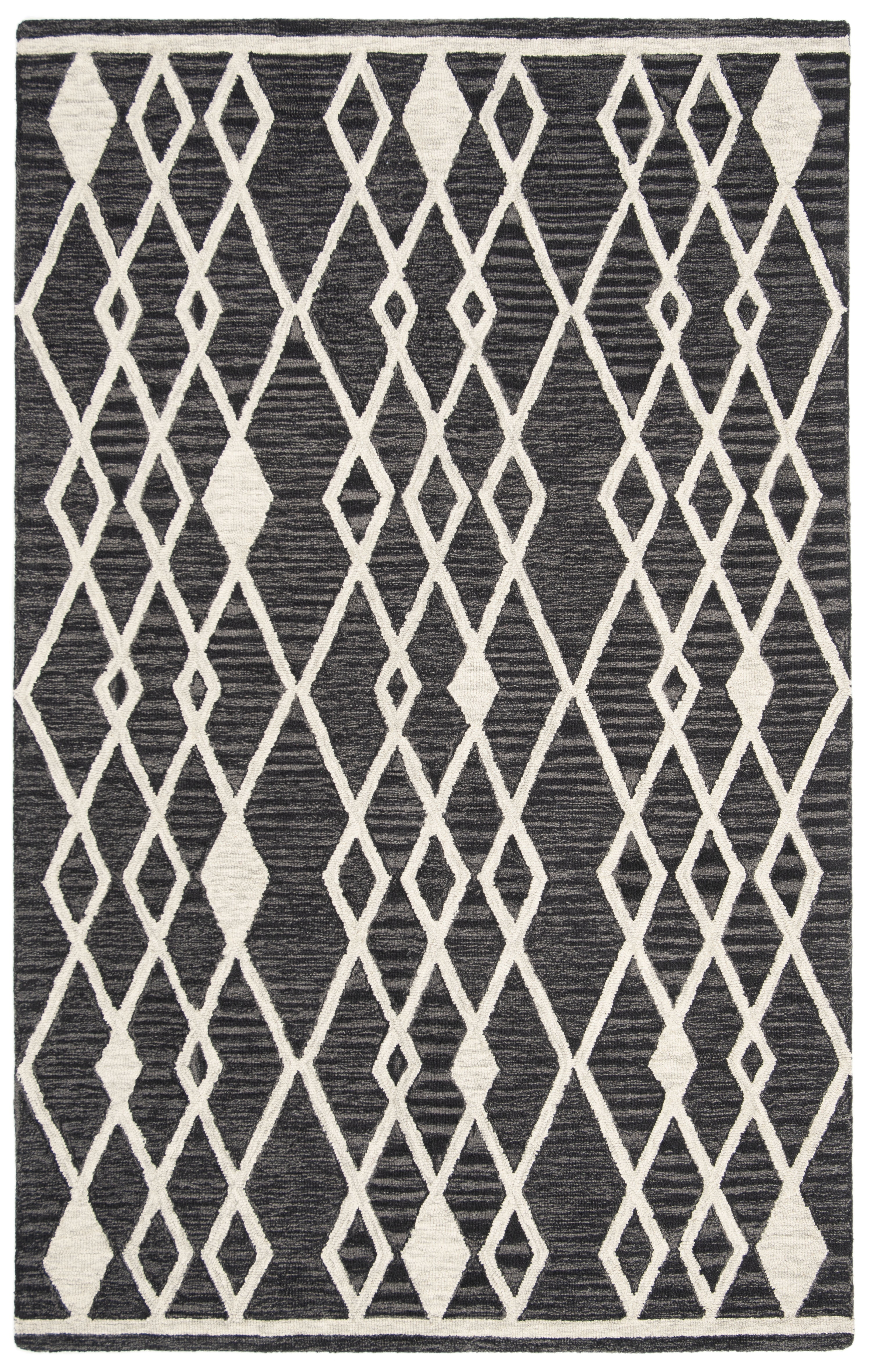 SAFAVIEH Micro-Loop Donella Geometric Aztec Wool Area Rug, Charcoal/Ivory, 5' x 8'