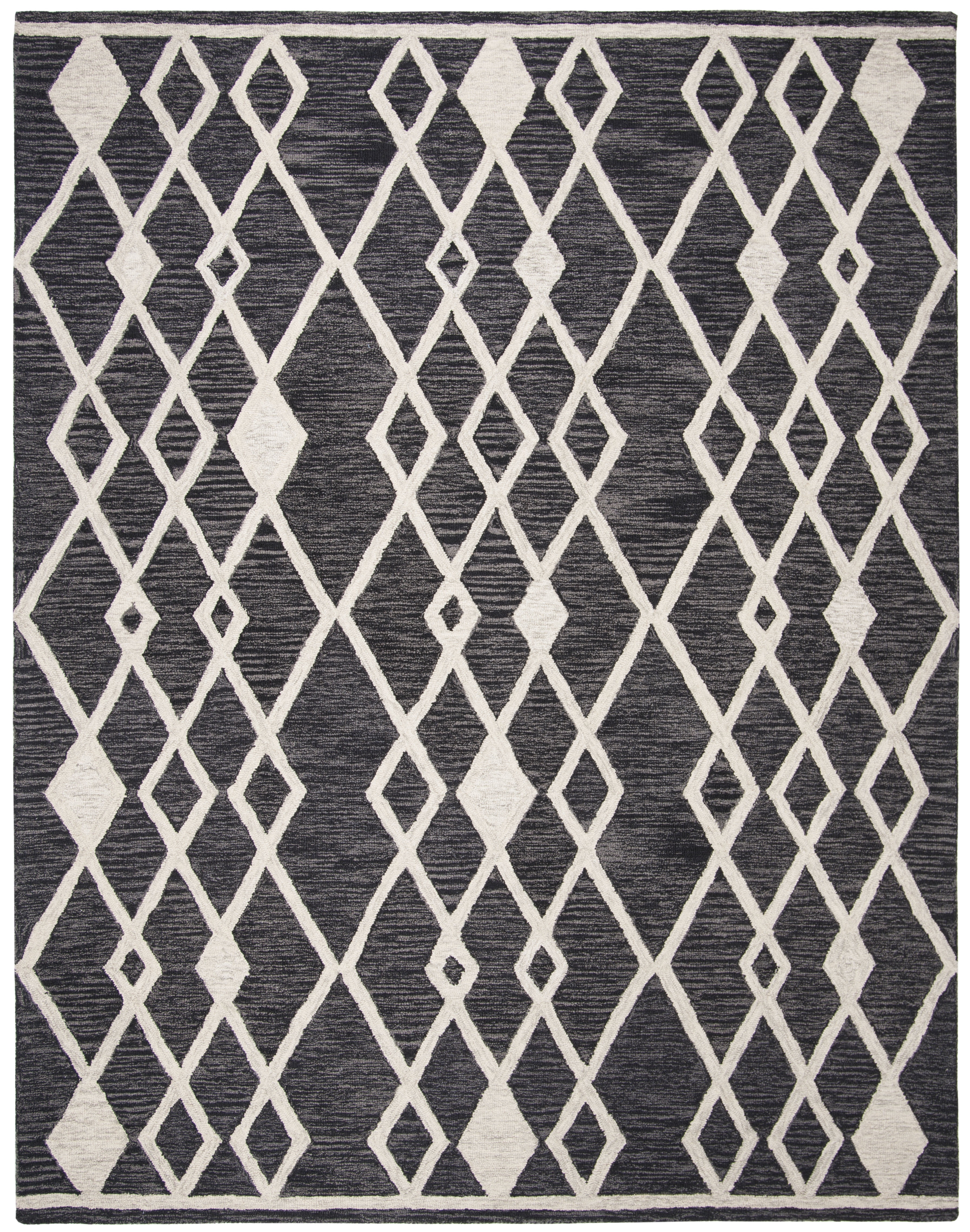 SAFAVIEH Micro-Loop Donella Geometric Aztec Wool Area Rug, Charcoal/Ivory, 8' x 10'