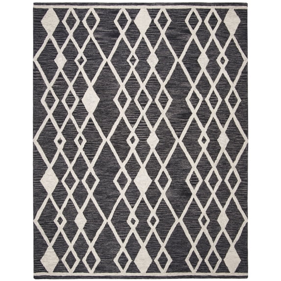 SAFAVIEH Micro-Loop Donella Geometric Aztec Wool Area Rug, Charcoal/Ivory, 8' x 10'