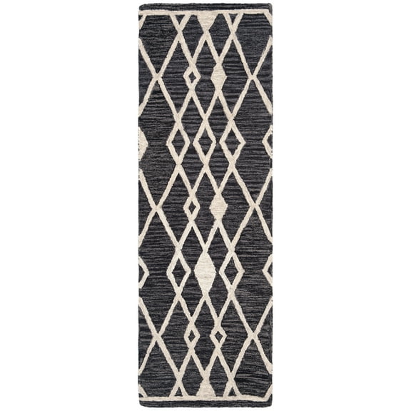 SAFAVIEH Micro-Loop Donella Geometric Wool Area Rug, Charcoal/Ivory, 2'6" x 5'