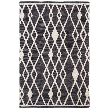 SAFAVIEH Micro-Loop Donella Geometric Wool Area Rug, Charcoal/Ivory, 2' x 3'