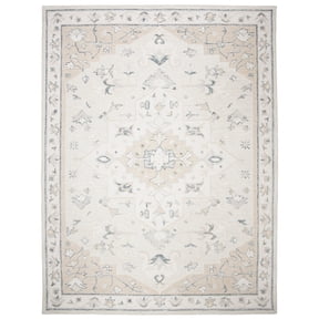 SAFAVIEH Micro-Loop Emilija Floral Bordered Wool Area Rug, Beige/Ivory, 8' x 10'