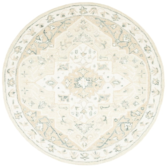 SAFAVIEH Micro-Loop Emilija Oriental Area Rug, Beige/Ivory, 3' x 3' Round