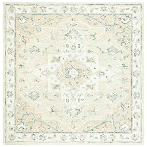 SAFAVIEH Micro-Loop Emilija Oriental Area Rug, Beige/Ivory, 9' x 9' Square