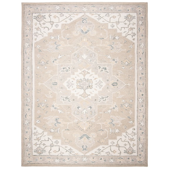 SAFAVIEH Micro-Loop Emilija Oriental Area Rug, Light Grey/Ivory, 10' x 14'