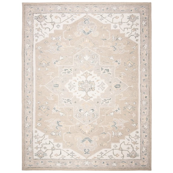 SAFAVIEH Micro-Loop Emilija Oriental Area Rug, Light Grey/Ivory, 11' x 15'