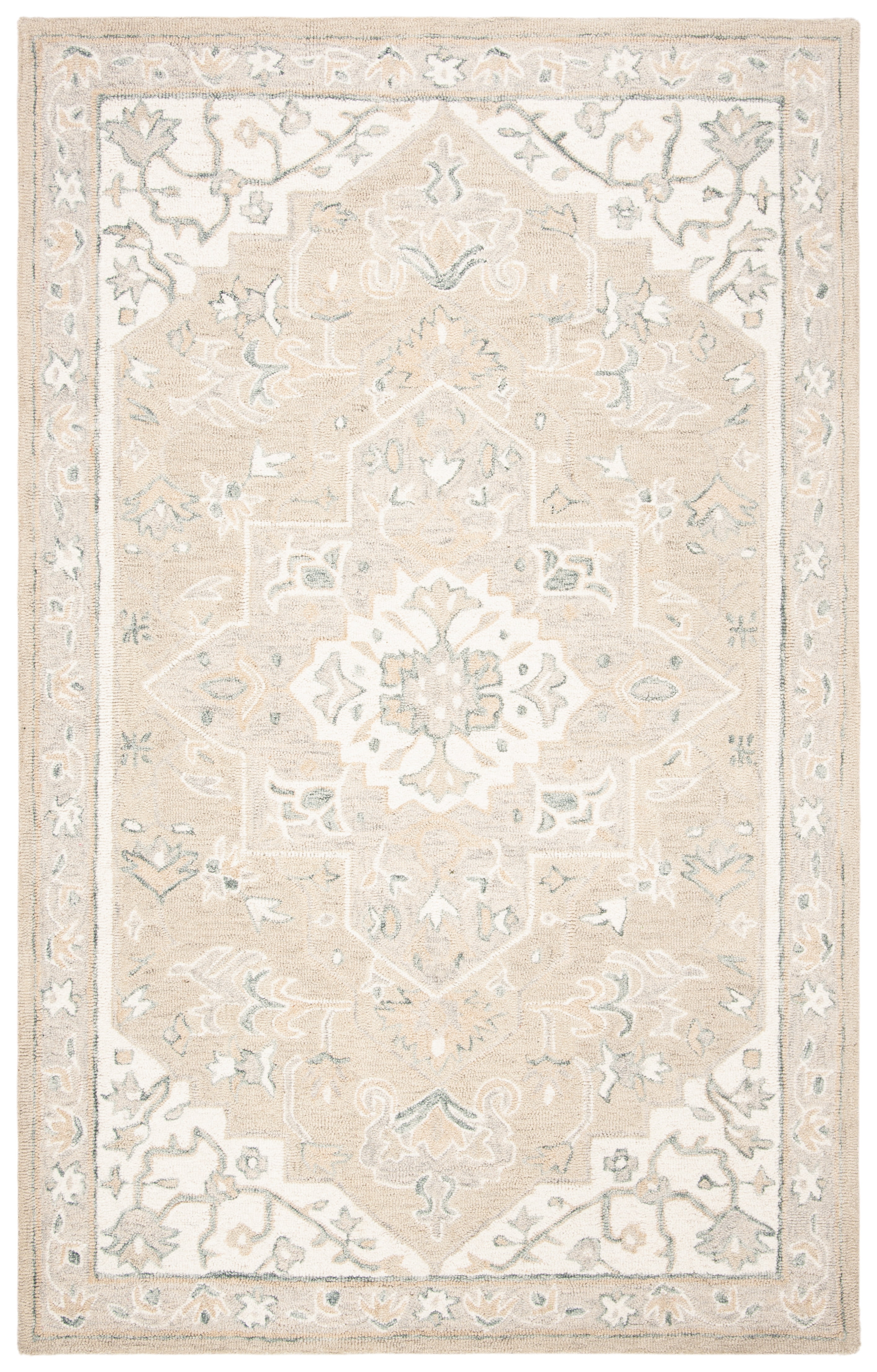 SAFAVIEH Micro-Loop Emilija Oriental Area Rug, Light Grey/Ivory, 2'6" x 4'