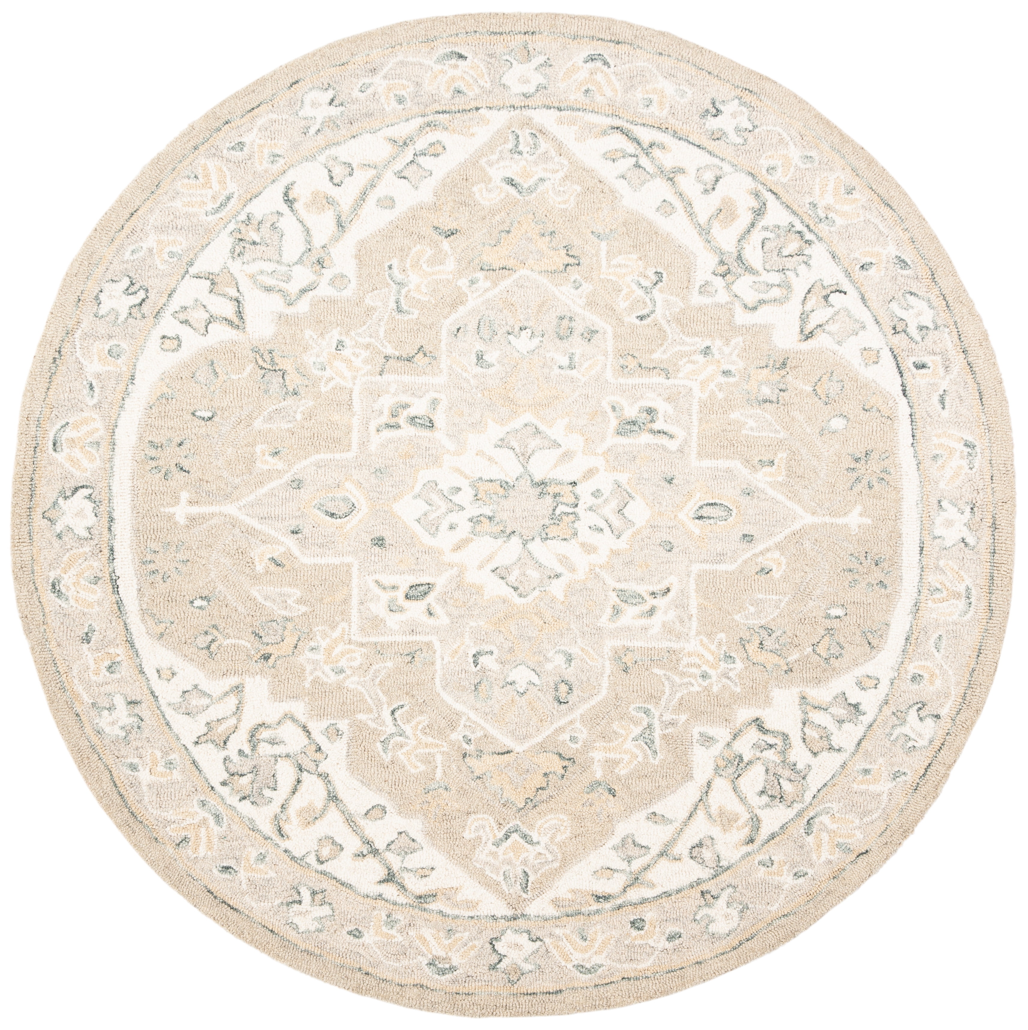 SAFAVIEH Micro-Loop Emilija Oriental Area Rug, Light Grey/Ivory, 7' x 7 ...