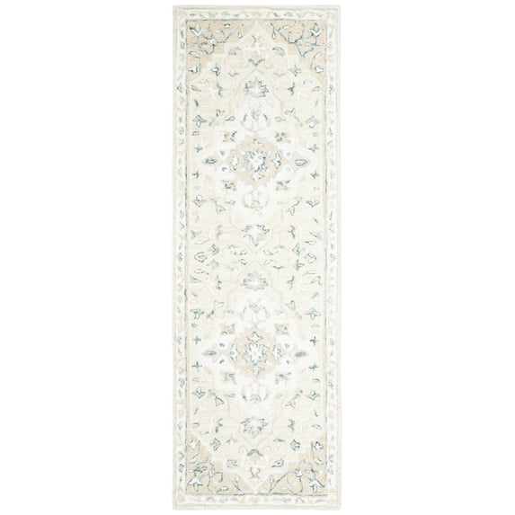 SAFAVIEH Micro-Loop Emilija Oriental Runner Rug, Beige/Ivory, 2'3" x 8'