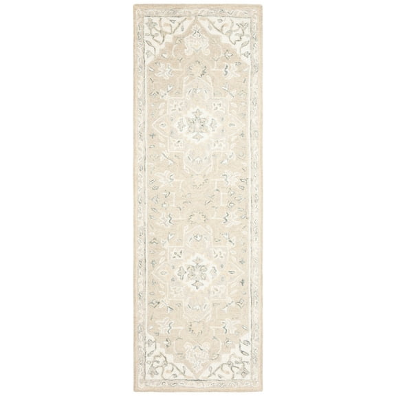 SAFAVIEH Micro-Loop Emilija Oriental Runner Rug, Light Grey/Ivory, 2'3" x 9'