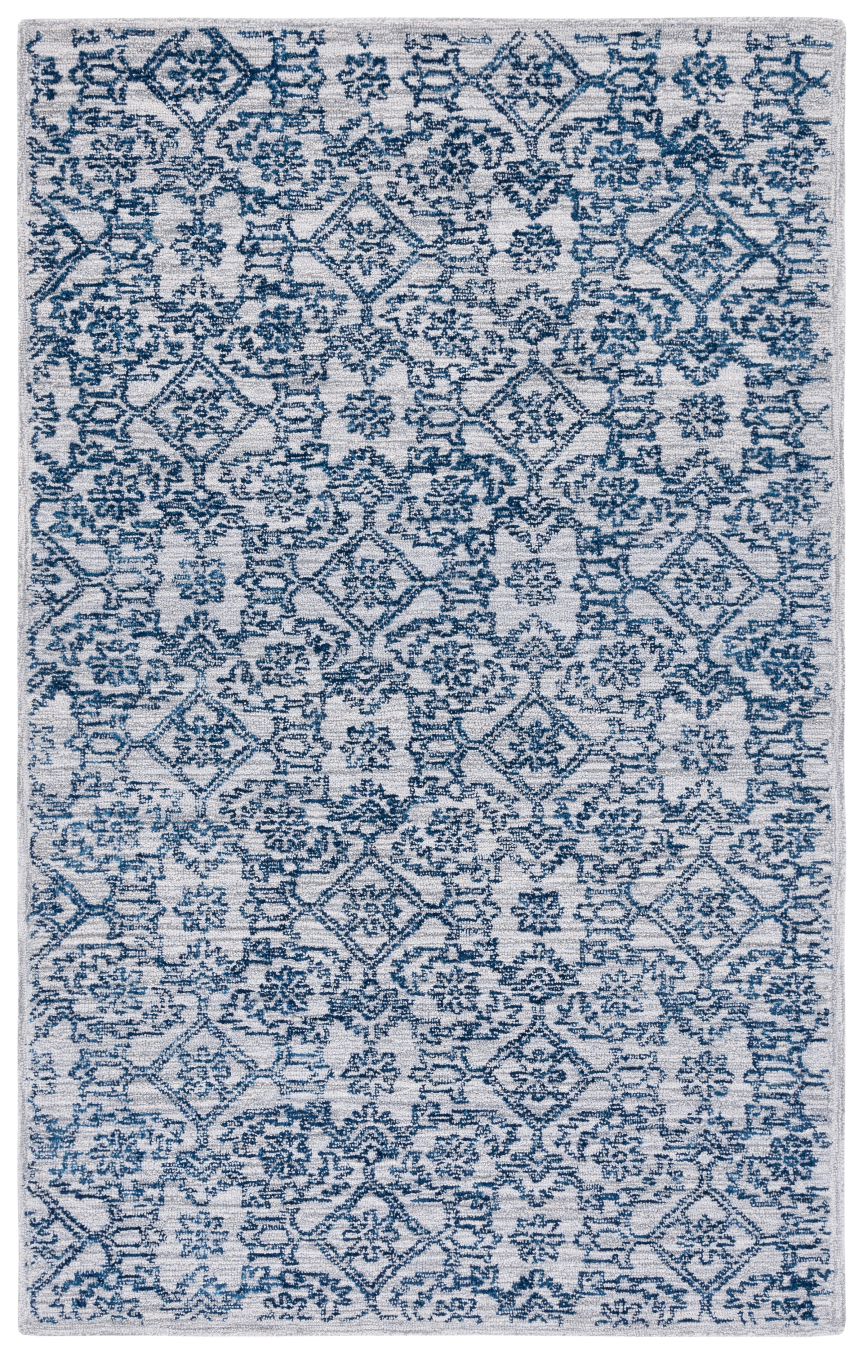 Blue Hand-Tufted Wool 6' x 9' Rectangular Area Rug