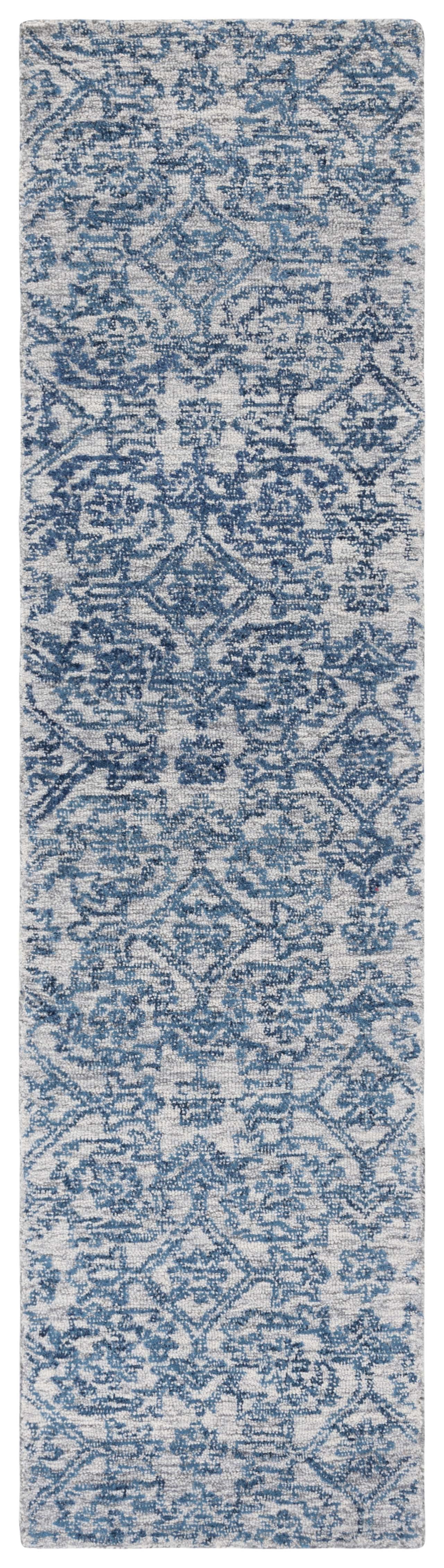 SAFAVIEH Micro-Loop Emory Medallion Runner Rug, Blue, 2'3" x 9'