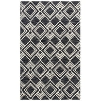 SAFAVIEH Micro-Loop Floral Geometric Wool Area Rug, Charcoal/Ivory, 4' x 6'
