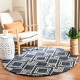 thumbnail image 1 of SAFAVIEH Micro-Loop Floral Diamond Trellis Wool Area Rug, Navy/Ivory, 5' x 5' Round, 1 of 6