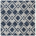 thumbnail image 1 of SAFAVIEH Micro-Loop Floral Diamond Trellis Wool Area Rug, Navy/Ivory, 5' x 5' Square, 1 of 4