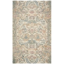 SAFAVIEH Micro-Loop Freddy Floral Wool Area Rug, Ivory/Blue, 4' x 6'