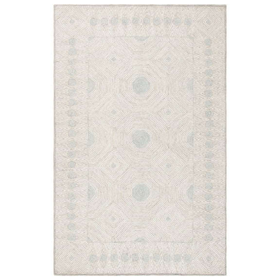 SAFAVIEH Micro-Loop Gauss Geometric Area Rug, Silver/Beige, 4' x 6'