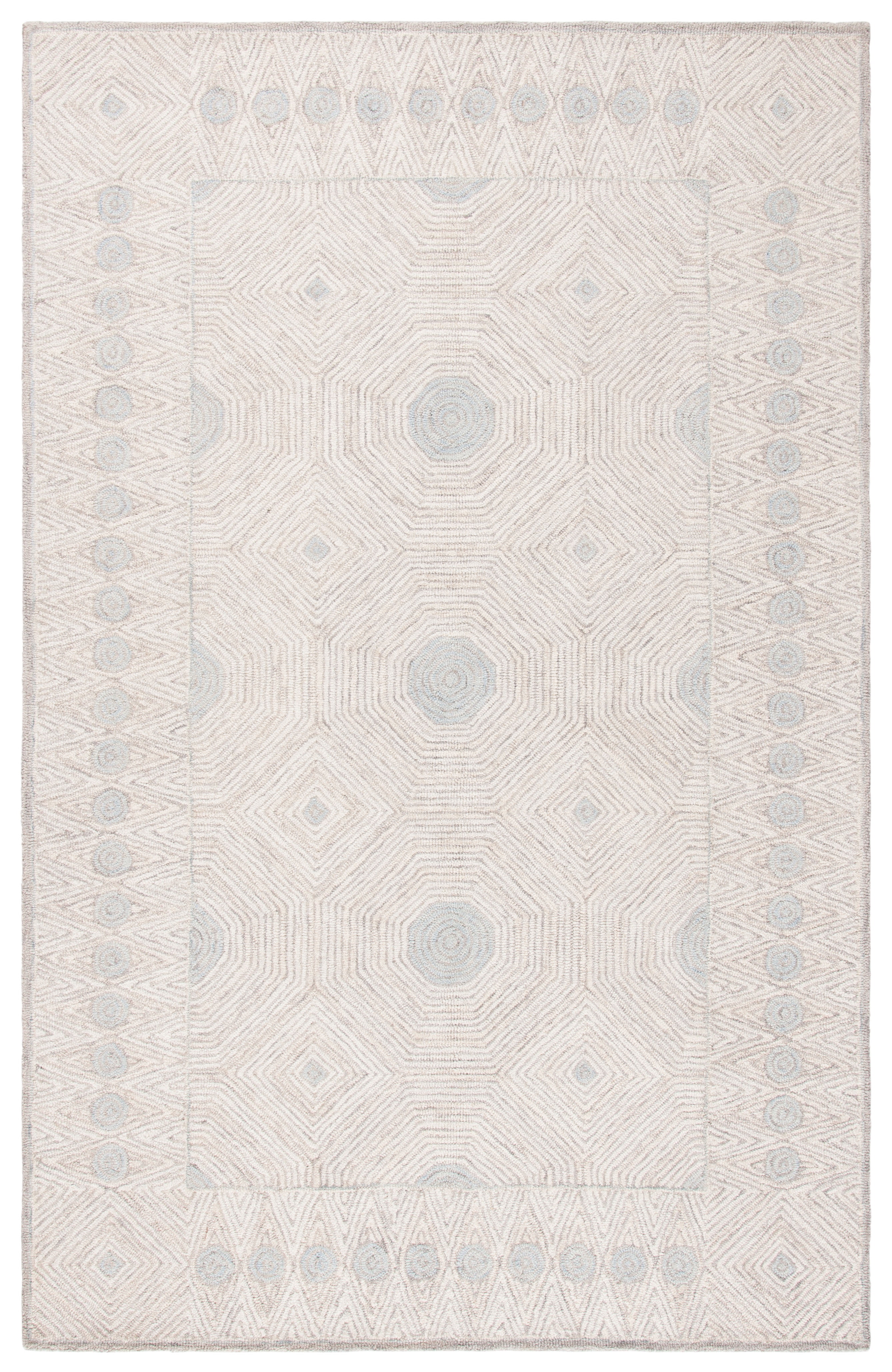 SAFAVIEH Micro-Loop Gauss Geometric Area Rug, Silver/Beige, 5' x 8'