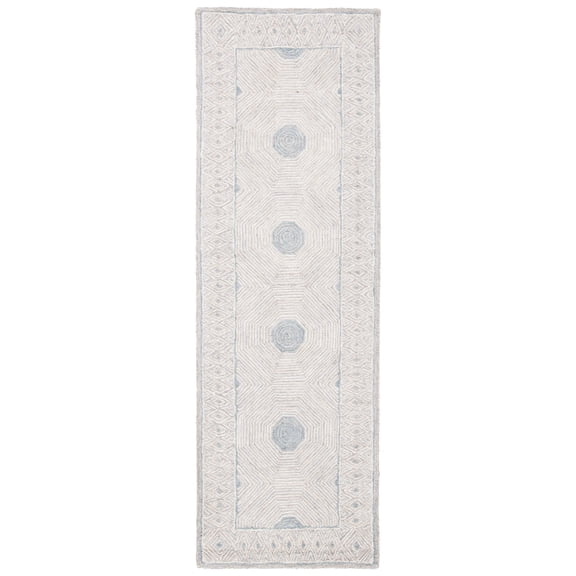 SAFAVIEH Micro-Loop Gauss Geometric Runner Rug, Silver/Beige, 2'3" x 7'