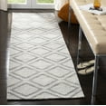 thumbnail image 1 of SAFAVIEH Micro-Loop Gavin Diamond Trellis Wool Runner Rug, Silver/Dark Grey, 2'3" x 7', 1 of 7