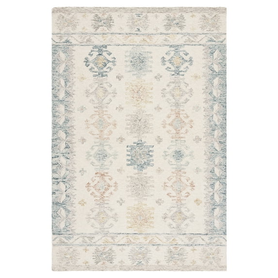 SAFAVIEH Micro-Loop Grosvenor Medallion Area Rug, Ivory/Blue, 3' x 5'