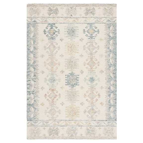 SAFAVIEH Micro-Loop Grosvenor Medallion Area Rug, Ivory/Blue, 8' x 10'