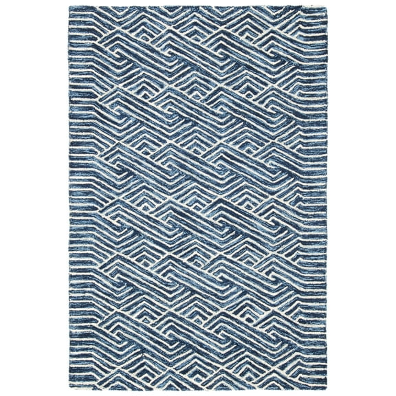 SAFAVIEH Micro-Loop Hamilton Geometric Area Rug, Dark Blue/Ivory, 2' x 3'