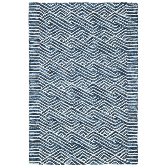 SAFAVIEH Micro-Loop Hamilton Geometric Area Rug, Dark Blue/Ivory, 2' x 3'