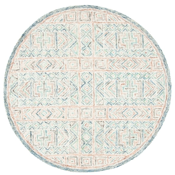 SAFAVIEH Micro-Loop Handan Southwestern Area Rug, Blue/Green, 5' x 5' Round