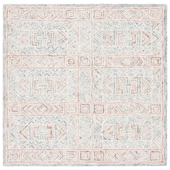 SAFAVIEH Micro-Loop Handan Southwestern Area Rug, Blue/Green, 5' x 5' Square