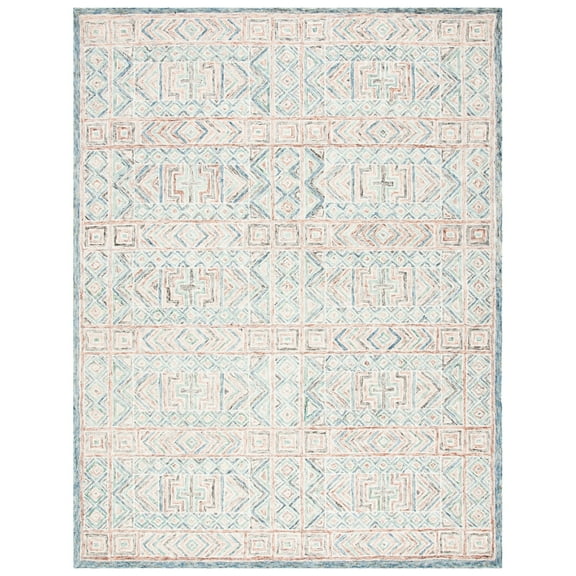 SAFAVIEH Micro-Loop Handan Southwestern Area Rug, Blue/Green, 5' x 8'