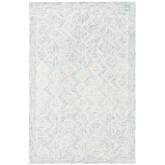 SAFAVIEH Micro-Loop Herbert Geometric Area Rug, Blue/Ivory, 3' x 5'
