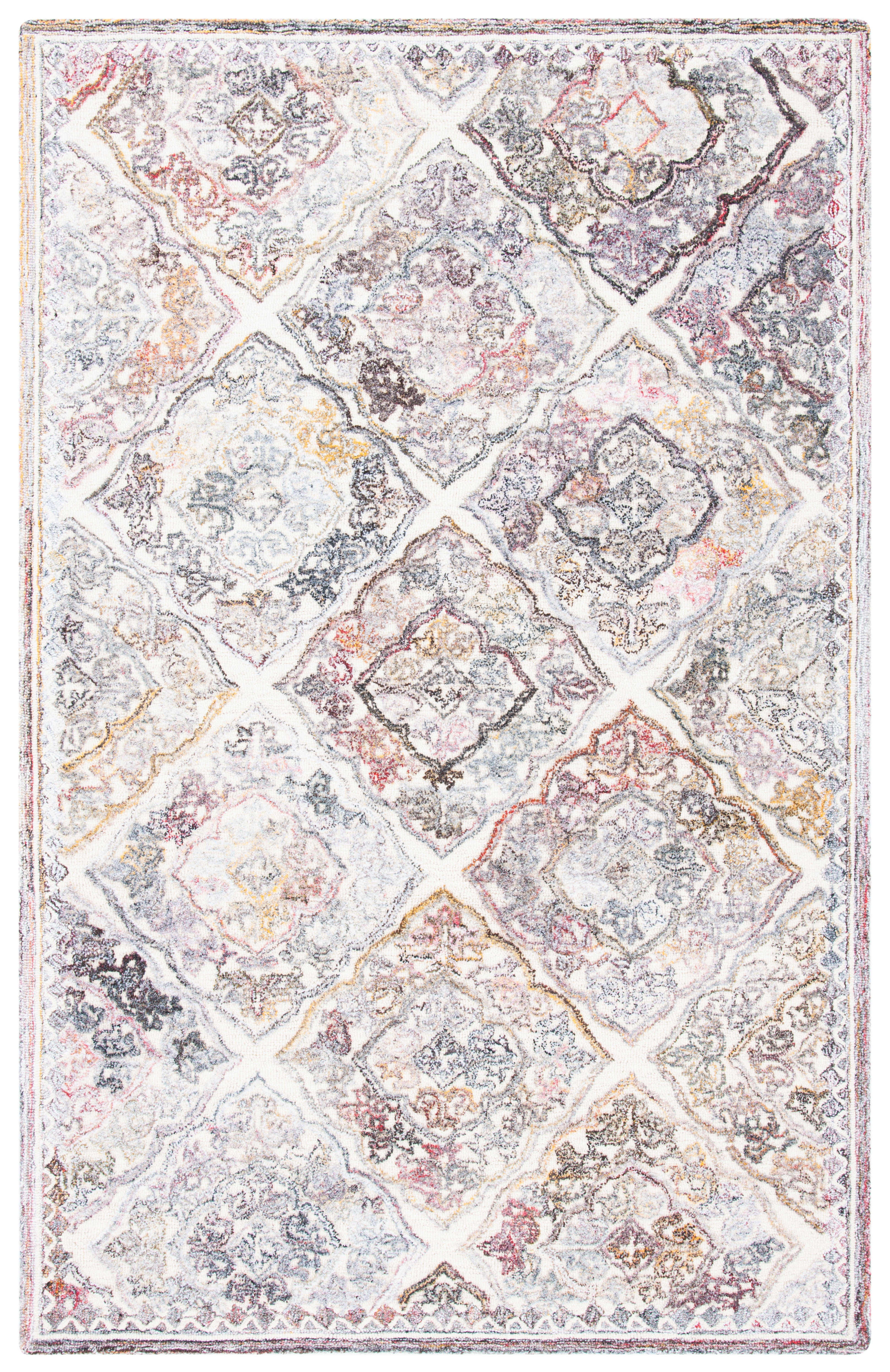 SAFAVIEH Micro-Loop Hudson Medallion Area Rug, Grey/Ivory, 5' x 8'