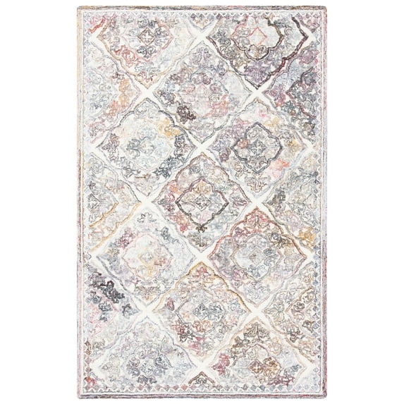 SAFAVIEH Micro-Loop Hudson Medallion Area Rug, Grey/Ivory, 5' x 8'