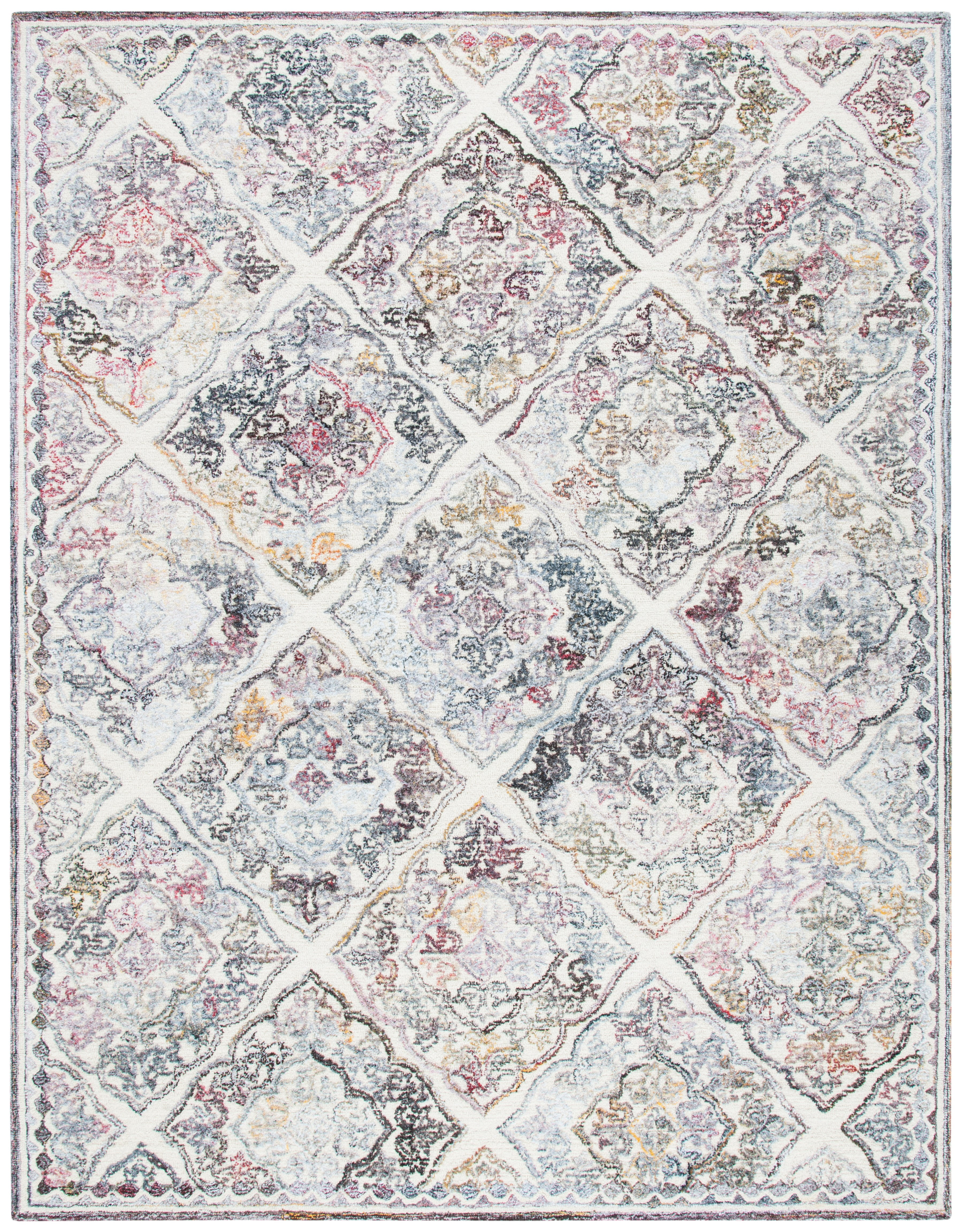 SAFAVIEH Micro-Loop Hudson Medallion Area Rug, Grey/Ivory, 9' x 12'