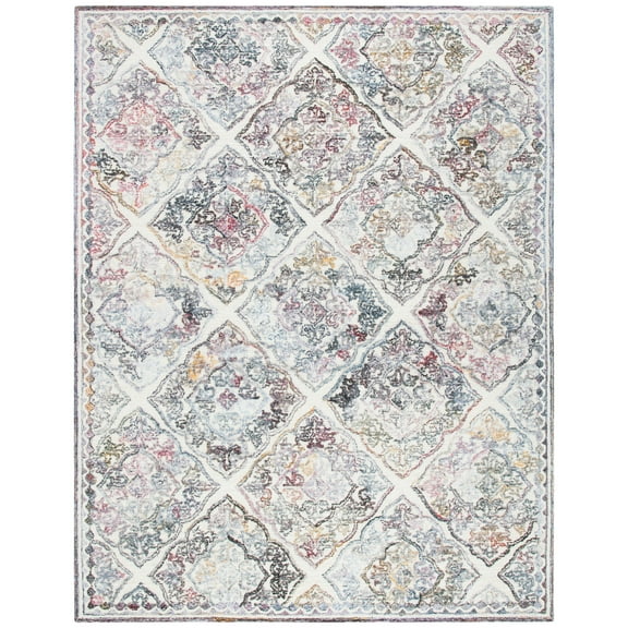 SAFAVIEH Micro-Loop Hudson Medallion Area Rug, Grey/Ivory, 9' x 12'