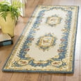 thumbnail image 1 of SAFAVIEH Micro-Loop Ibrahim Floral Bordered Wool Runner Rug, Cream/Blue, 2'3" x 7', 1 of 7