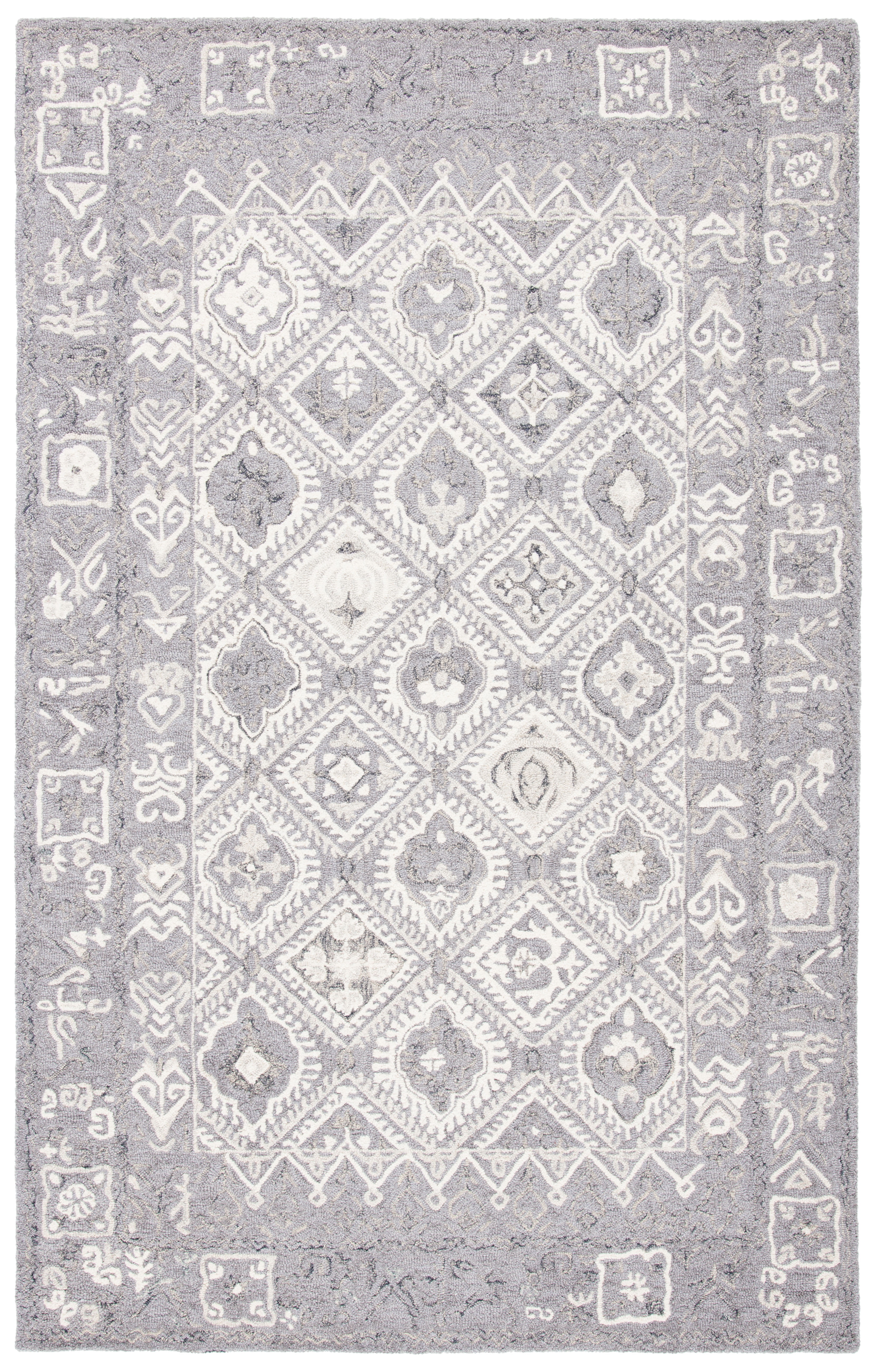SAFAVIEH Micro-Loop Jaime Medallion Area Rug, Ivory/Grey, 4' x 6'