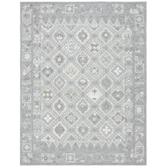 SAFAVIEH Micro-Loop Jaime Medallion Area Rug, Ivory/Grey, 8' x 10'