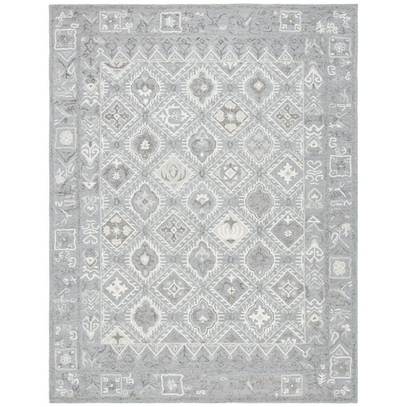 SAFAVIEH Micro-Loop Jaime Medallion Area Rug, Ivory/Grey, 8' x 10'