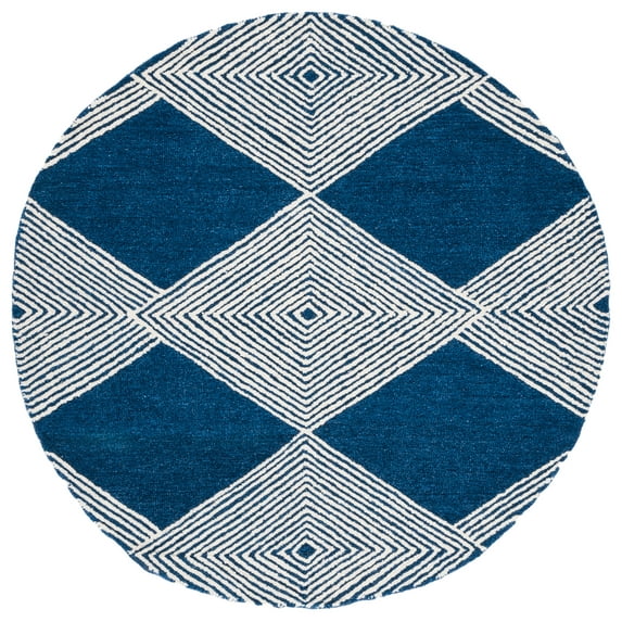SAFAVIEH Micro-Loop Jamaar Diamond Area Rug, Navy/Ivory, 5' x 5' Round