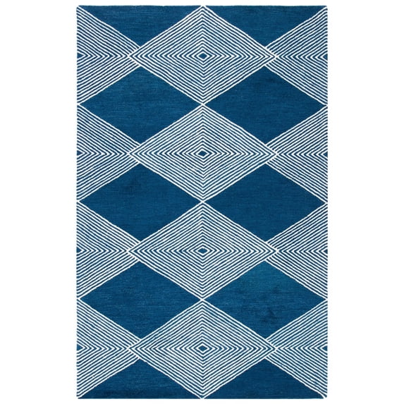 SAFAVIEH Micro-Loop Jamaar Diamond Runner Rug, Navy/Ivory, 2'3" x 9'