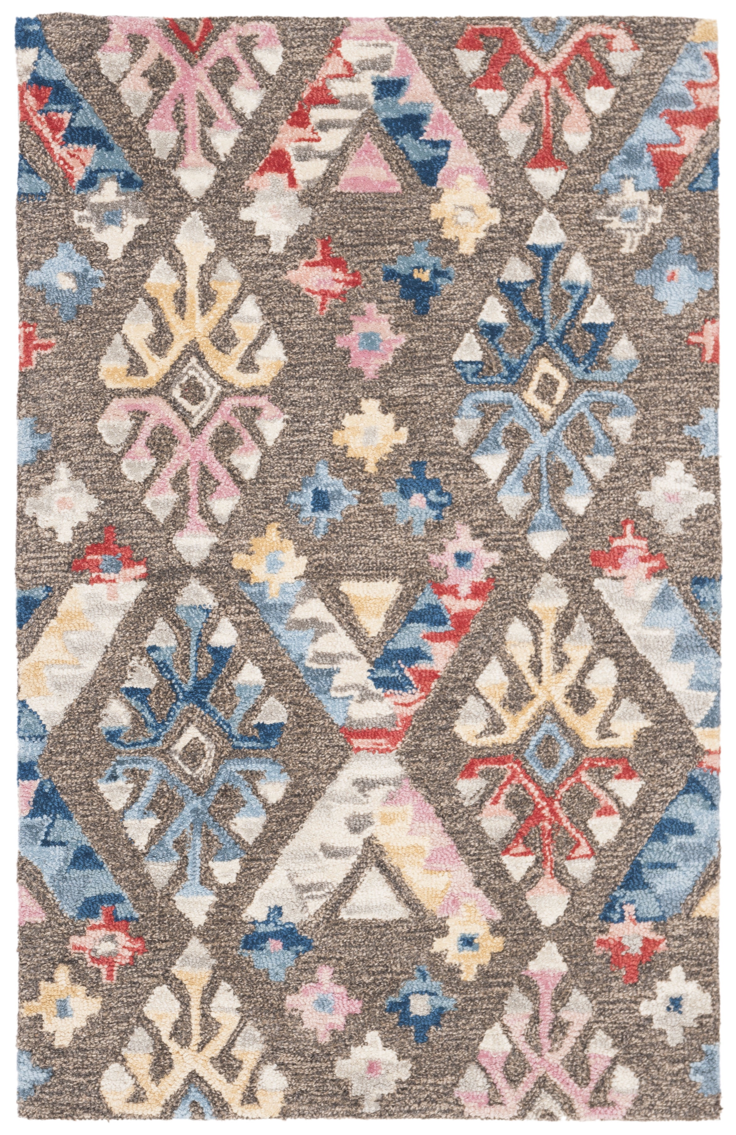 SAFAVIEH Micro-Loop Jasmyn Diamond Area Rug, Grey/Blue, 2'6" x 4'