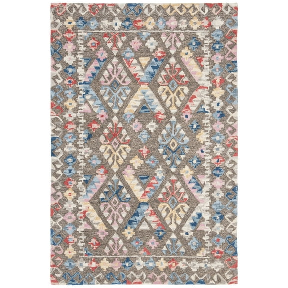 SAFAVIEH Micro-Loop Jasmyn Diamond Area Rug, Grey/Blue, 4' x 6'