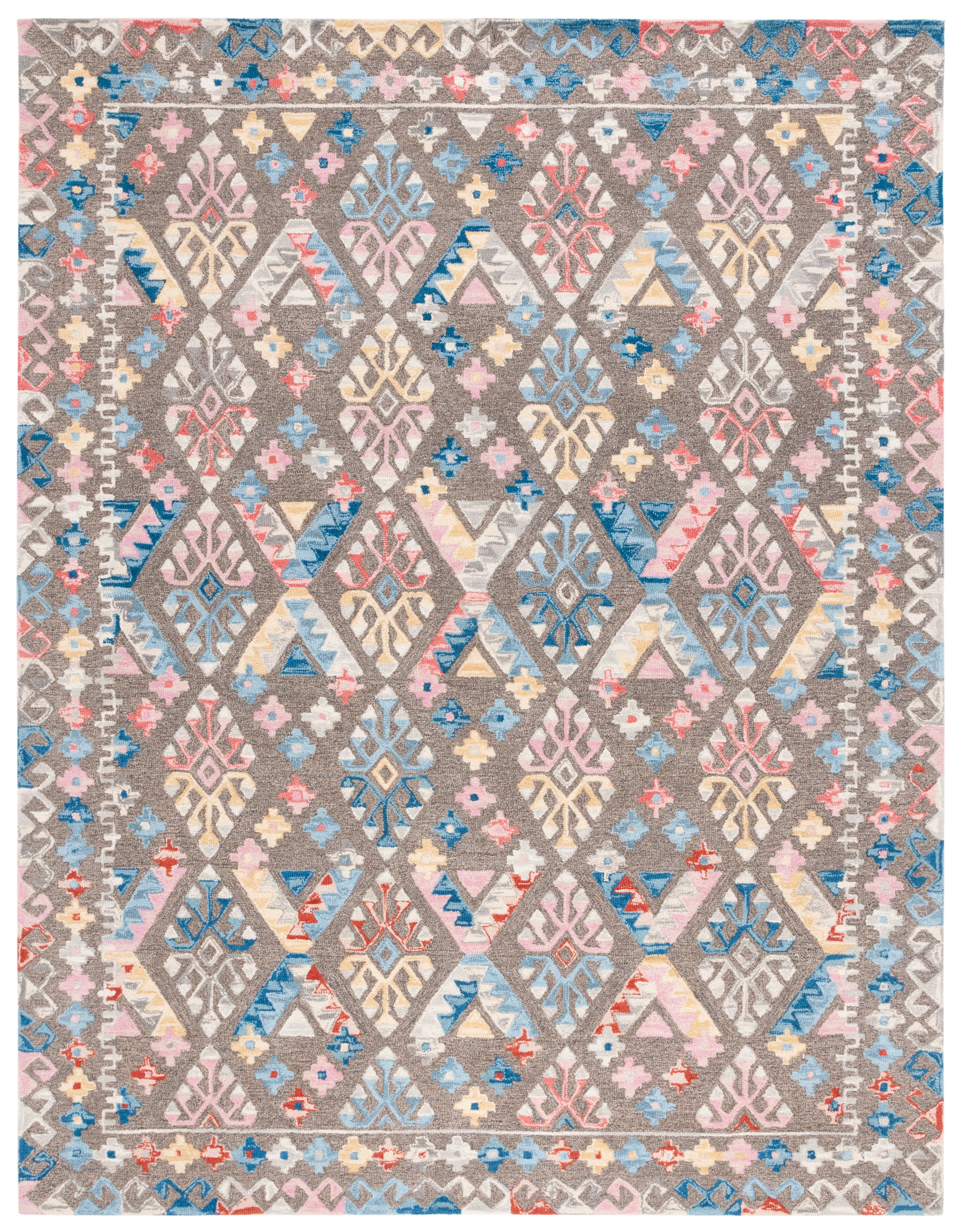 SAFAVIEH Micro-Loop Jasmyn Diamond Area Rug, Grey/Blue, 8' x 10'