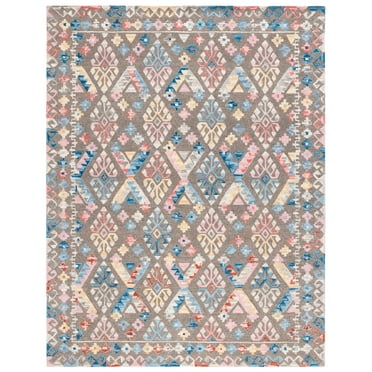 SAFAVIEH Micro-Loop Jasmyn Diamond Area Rug, Grey/Blue, 8' x 10'