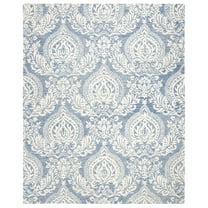 SAFAVIEH Micro-Loop Jaydon Floral Wool Area Rug, Blue/Ivory, 8' x 10'